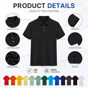 Polo de performance pour homme avec logo personnalisé, 160 g, 100 % polyester, léger, séchage rapide, uniforme d'équipe de golf, vente en gros, ébène - Product Image 4