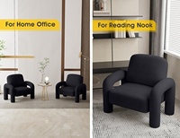 Chaise d'appoint moderne Sherpa Chaise de loisirs de lecture moelleuse simple et confortable pour salon et chambres à coucher (Noir)