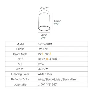 XRZLux yüzeye monte silindir LED Downlight 110V 220V COB dim tavan ışığı alüminyum parlama önleyici yuvarlak LED Spot işık