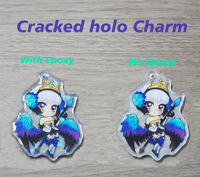 Kuien Offre Spéciale personnalisé imprimé acrylique fissuré hologramme porte-clés breloques cassé paillettes acrylique Anime fissure holographique porte-clés