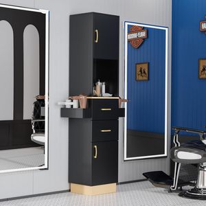 Estación de <span class=keywords><strong>Barber</strong></span>ía Moderna con Espejos y Mesa para Salón de Belleza - Muebles de Salón de Madera Resistente - Product Image 5