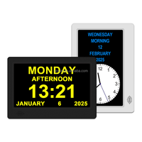 Réveil 7 pouces pour les personnes âgées atteintes de démence avec calendrier numérique Horloge 25 alarmes Carte SD pour les personnes âgées Perte de mémoire