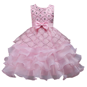 Vestido de Princesa con Volantes y Encaje de Alta Calidad para Niñas Mayores 2026, Diseño con Lazo Bonito, Venta al por Mayor OEM, Ropa Formal para Actuaciones de Piano - Product Image 1