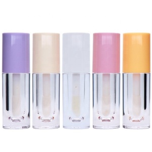 Tubos de brillo de labios redondos gruesos vacíos de plástico transparente de 6ml Contenedor de bálsamo labial transparente con parte superior de color - Product Image 2