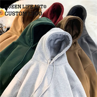 Hoodie dan Celana Jogger Vintage Berkualitas Tinggi dari Bahan Katun Fleece Tebal dengan Bordir Custom dan Cetak DTG Penuh, Verdant Strokes