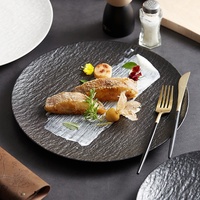 Assiette plate en porcelaine de style hôtel, motif pierre blanche, vaisselle de table rituelle de restaurant, assiette à dessert, assiette à dîner en céramique