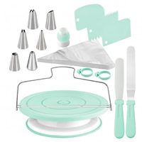 Kuchen-Dekorations-Set mit Drehteller, 36-teilig, Spritzbeutel und Tüllen, Kunststoff-Kuchendekorations-Kit mit 6 Spritztüllen
