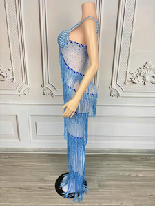 Robe de soirée longue maxi pour <span class=keywords><strong>femme</strong></span> AD2980, robe de bal romantique, strass scintillants, franges, sexy, élégante, robe de soirée - Product Image 4
