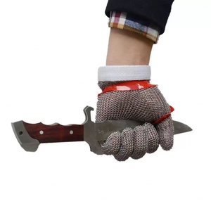 Gants de sécurité de cuisine A9 anti-coupure en acier inoxydable de qualité alimentaire, texture écaille de poisson, 7 oz, 26 cm, pour couteau de boucher - Product Image 3