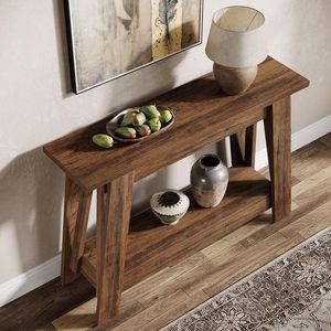 <span class=keywords><strong>Mesa</strong></span> <span class=keywords><strong>Consola</strong></span> Estilo Rústico Tribesigns de 2 Niveles con Almacenamiento, Color Marrón Rústico, <span class=keywords><strong>Mesa</strong></span> Estrecha para Entrada, Pasillo, Vestíbulo, Detrás del Sofá - Product Image 2