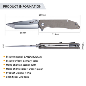 Di alta qualità OEM ODM Custom 9001-GW SANDVI K12C27 knorrbremse serie 1 colombia kolombiya <span class=keywords><strong>aki</strong></span> punta pieghevole per esterni coltello portatile - Product Image 3