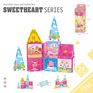 Juego de 20 Bloques de Construcción Magnéticos de Castillo de Ensueño, <span class=keywords><strong>7</strong></span>.5CM, Tamaño Grande, Juguete Educativo Preescolar STEM, Regalo con Temática de Princesa para Niñas - Product Image 1