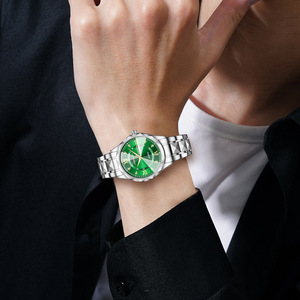 Montre à quartz pour <span class=keywords><strong>homme</strong></span> Ada Business, étanche, lumineuse, double calendrier, bracelet en acier inoxydable, boîtier en alliage, pointe diamantée - Product Image 4