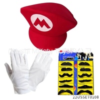 Super Mario Anime Bühnenkostüm Zubehör-Set Charakterkleidung Mario Hut Mary Handschuhe Baseballkappe Dekoration