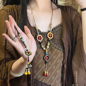 New Minimalist Ball-Shaped Resin Chain Electroplated Women's Sweater <b>Necklace</b> <b>Long</b> Collarbone On-Trend X1564 Color a Elegant Vin - Product Image 4