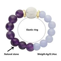 Naturstein Amethyst Blau Achat Tigerauge Angst Relief Perlen ringe Türkis Stein perle Elastische Fingerringe für Geschenke