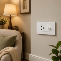 Module mural fonctionnel mixte, prise universelle à 3 trous et bouton de commande de vitesse de ventilateur, double module 120 16A 250V, PC blanc brillant