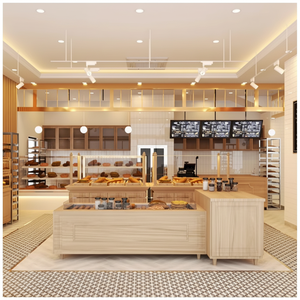 เคาน์เตอร์บาร์คาเฟ่ไม้เฟอร์นิเจอร์ร้านอาหารตามธีมที่กำหนดเองสำหรับการออกแบบตกแต่งภายในร้านกาแฟ - Product Image 1