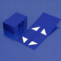 Boîte d'emballage pour appareil photo et téléphone portable en matériaux recyclés pliables avec logo personnalisé, boîtes cadeaux bleu foncé, fermeture magnétique, insert personnalisé
