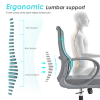 Chaise de bureau ergonomique moderne à dossier mi-haut avec soutien lombaire, accoudoirs réglables, siège en mousse haute densité et base pivotante