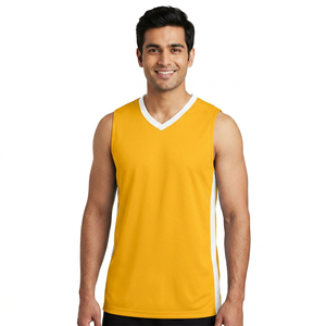 Camisetas de Baloncesto Amarillas Personalizadas 2026 al por Mayor, Ropa de Equipo Personalizada, Estilo Casual, Tejido de Punto, Tallas Grandes, Camisetas sin Mangas para Hombre, Económicas - Product Image 1