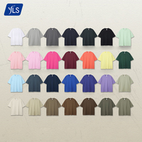 T-shirt imprimé pour homme YLS, grande taille, première qualité, 100% coton, 230 GSM, épaules tombantes, uni, surdimensionné