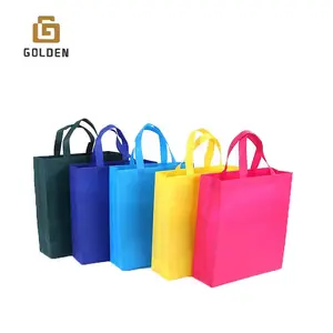 Sacs non tissés recyclés dorés ecob pp sac à provisions non tissé avec logo imprimé personnalisé