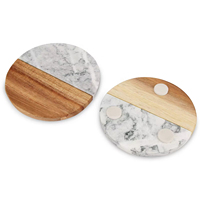 Ensemble de sous-verres ronds en marbre blanc et vert, en bois d'acacia, absorbants, amusants, pour tasses à bière, boissons, cuisine, en pierre naturelle, vente en gros, personnalisables