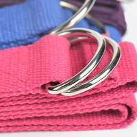 Sangle de yoga en gros, ceinture d'étirement en coton avec boucle en D, réglable, pour Pilates, entraînement de flexibilité, bande d'exercice, logo personnalisé