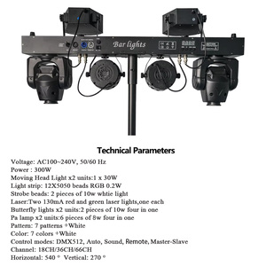 Barra de Luces Profesional Portátil para DJ, Discoteca, 2X30W, Cabezal Móvil, 2 Piezas, 6x8w RGBW 4en1, Barra LED para Iluminación de Escenario con Soporte - Product Image 4