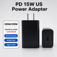 Adaptador de Corriente Inteligente Tipo C PD de 15 W con Apagado Inteligente, Superrápido, 5 V 3 A, Carga Rápida, Dispositivos Electrónicos Inteligentes para Viajes, Teléfonos Inteligentes