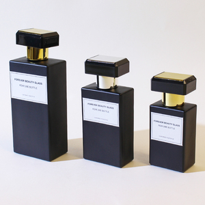 Flacone di Profumo di Lusso Riutilizzabile da 30ml 50ml 100ml, Bottiglia Quadrata in Vetro Pesante Nero Opaco Personalizzabile per Colonia - Product Image 2