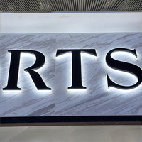 Lettres rétroéclairées LED personnalisées, logo 3D découpé au laser, signalétique en métal acier inoxydable, logo doré, lettres dorées, enseigne lumineuse LED 3D