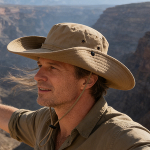 Cappello da pescatore unisex a tesa larga per protezione solare, blu navy, traspirante, leggero, con protezione UV - Product Image 4