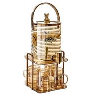 Ensemble Pichet en Verre Thermorésistant avec Robinet, Grande Capacité, pour Boissons Chaudes et Froides, Thé, Jus et Sodas