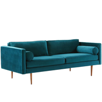 Produit phare : Canapé moderne trois places pour salon, super confortable, rembourré en éponge, en tissu velours bleu
