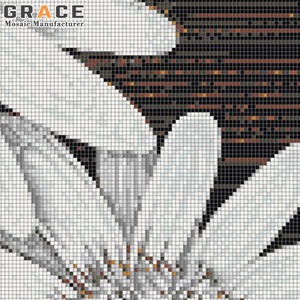 Mattonelle murali a mosaico di vetro margherita bianche fatte a mano fai da te dimensioni e Design 3D parete di cristallo <span class=keywords><strong>pittura</strong></span> decorazione pavimento arte prodotti artistici piastrelle - Product Image 3