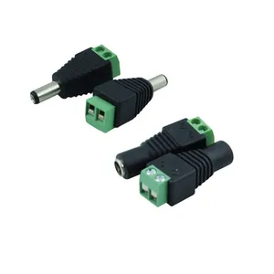 Conector fêmea do tomada de alimentação DC, adaptador macho de 2.1mm x 5.5mm, tomada macho verde 5.5x2.5mm