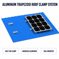 Supports de montage solaire pour toit en aluminium, pince trapézoïdale pour toit en tôle, kit de rail et de pince de fixation pour panneaux solaires