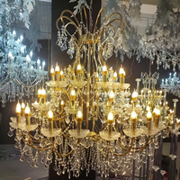 Lustre en cristal à LED de luxe de style européen en acrylique à diodes lumineuses de haute qualité, perles de cristal, éclairage pour scène de mariage, hôtel
