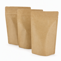 Sacs d'emballage en papier kraft non blanchi à fond rond, refermables avec fermeture éclair, Doypack, vente en gros