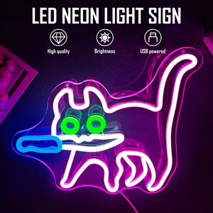 ไฟนีออน LED รูปแมวขี้ขลาด ตกแต่งผนังห้องนอน ปรับความสว่างได้ ใช้ในร่ม ไฟสร้างบรรยากาศ ป้ายร้านค้า ไฟบอกสถานะ ป้ายเรืองแสง 5V 12V - Product Image 1