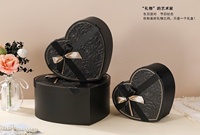 Caja de Regalo de Lujo con Diseño de Rosas en Relieve, Caja Negra Premium, Juego de 3 Piezas, Caja de Regalo Cosmética con Lazo de Cinta, Caja de Embalaje para Regalo