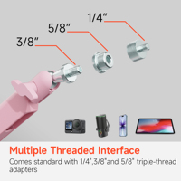 Bras de microphone pliable en alliage d'aluminium breveté, rotation à 360 degrés, support de bureau réglable, design compact, charge maximale de 2,5 kg