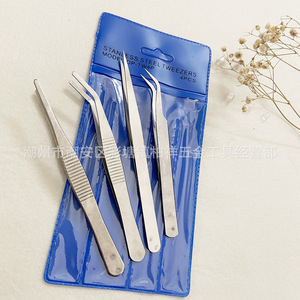 Juego de pinzas de acero inoxidable (4 piezas), un juego de pinzas multifuncionales para modelismo, bricolaje, electrónica y uso doméstico. - Product Image 3