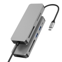 Hub de lector de tarjetas USB C multipuerto con SD/TF/XQD/MS/CF, 2. 3,0, tipo C 15W, todas las tarjetas de lectura simultánea para computadora portátil