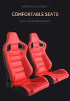 JIABEIR 1041 Sièges de course universels réglables en cuir PVC rouge pour simulateur de conduite avec station de jeu et glissière