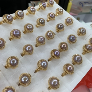 Nhẫn Ngọc Trai Nhẫn Cưới Ngọc Trai Nước Ngọt Tự Nhiên Sang Trọng Đĩa Đồng Vàng 7-8Mm 11-12Mm Vòng Ngọc Trai Edison Quà Tặng Giáng Sinh - Product Image 2