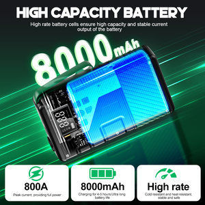 Công suất cao 4-in-1 xách tay mini xe Booster & Jumper lốp <span class=keywords><strong>Inflator</strong></span> 8000mAh pin nhảy khởi động với máy bơm không khí xe nhảy khởi động - Product Image 5