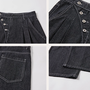 Wholesale Custom High Street <strong>Pinstripe</strong> Men's Jeans Wide Leg Oversized Denim <strong>Trousers</strong> <strong>Black</strong> &amp; White Stripe Men's Baggy Jeans - Product Image 4